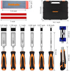 SOLUDE 11Pcs Wood Carving Chisel Set,Heated Treated Cr-V Woodworking Chisels Tool Kit with Sharpening Stone,Honing Guide,Carpenter Pencils