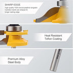 3PCS 1/4" Shank Router Bit Set, Raised Panel Cabinet Door Making Router Bits, Cemented Carbide Router Bits, Woodworking Tools Router Door & Window Bits (Tenon Joint Cutter Diameter: 1-5/8")
