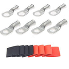 4 Pack 8 AWG 3/8 & 4 Pack 8 AWG 5/16 Lugs Tinned Copper Terminal Lugs & 8 Pieces Ratio 3:1 Waterproof Double Wall Heat-Shrinkable Tube