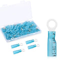 100 Pack Heat Shrink Ring Terminals - #10 - Blue 16-14 AWG Marine Grade Heat Shrink Wire Connectors - Tinned Red Copper Eyelet Wire Connectors