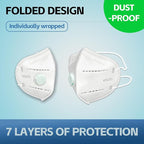 Head Mounted Face Dust Mask 20PCS,7 Layer Breathable Valve Disposable for Protection Construction Sanding Adult