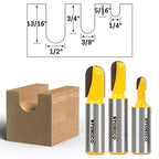 YONICO Round Nose Core Box Router Bit Set 3 Bit 1/2-Inch Shank 14360