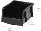 IRIS USA Stackable Storage Bins Open Front, 24 Pack, Plastic Hanging Organizer Caddy Basket for Hardware Crafts, Small Parts, Nuts and Bolts, Garage Tool Storage, Extra Small, Black
