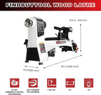 FINDBUYTOOL Wood Lathe, 12" x 21" Benchtop Variable Speed Midi Wood Lathe Machine, 3/4 HP, 6 AMP Motor, 2 Rotational Speed Range Settings (300-3500 RPM), Wood Lathe Machine