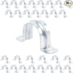 30 PCS 1-1/4 Inch Reinforced Rigid Pipe Strap , 2 Holes U Bracket Cable Clamp Hanger, Zinc Coated Tension Tube Clip, Conduits Strap Clamps for Pipe Fixing on Various Surfaces, 32 mm