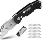 Utility Knife, BIBURY Upgraded Version Heavy Duty Box Cutter, Pocket Carpet knife with 10 Replaceable SK5 Stainless Steel Blades, Belt Clip, Easy Release Button, Quick Change and Safety Lock
