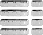 8 Pieces Magnetic Trays Set Stainless Steel Magnet Tool Tray Parts Holder for Screws, Sockets, Bolts, Pins, Mechanic's and Automotive