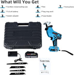 21v Cordless Reciprocating Saw, 2.0 Ah Battery Operated Reciprocating Saw With Charger,Hog Ring Anvil And 4 Pcs Blades For Wood Pvc Pipe Tree Cutting By SHINTYOOL