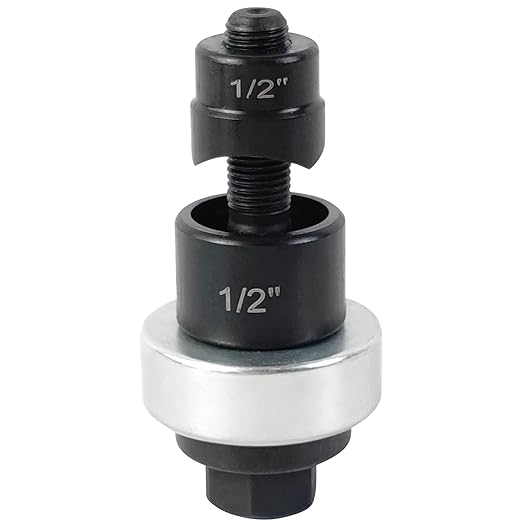AMZCNC Manual Knockout Punch Kit, Heavy Duty Metal Sheet Knock Out Box Hole Cutter Conduit Punch Driver Die Set ((Conduit Hole Size) 1/2" Knockout Punch)
