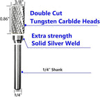 Carbide Burr Set 1/4" Shank SB-3 Die Grinder Bits Tungsten Double Cut Burr Bits (3/8" Cutter Dia X 0.79" Cutter Length) for Die Grinder Kits Metal Grinding Drilling Polishing (3pcs)