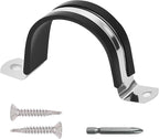 Pipe Clamps NPS 1-1/2 Inches （Φ48MM）- 304 Stainless Steel & Rubber Lining 10 Pack