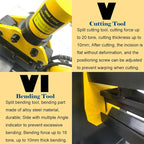 3in1 Electric Hydraulic Busbar Processor Busbar Bender 8" Cutter/Bender/Hole Puncher Cutting Punching Bending Machine for Copper, Aluminum for Iron, Copper, Aluminum 110V