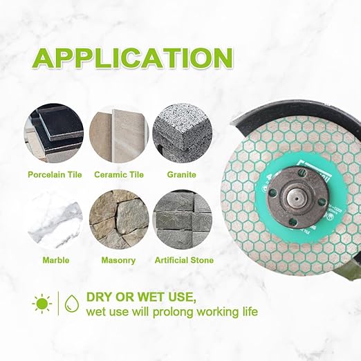 4-1/2" Diamond Tile Saw Blade - FACHLICH 115mm 2pcs Cutting Wheel for Cutting and Grinding Porcelain Ceramic Tile Marble Artificial Stone