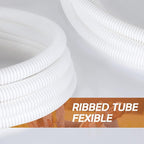 ZhiYo 20FT 3/8” Wire Loom Split Tubing Auto Wire Conduit Flexible Cover | High Temperature Heat Resistant -40F to 257F | Plastic Cover for Electrical Wires & Cables, White