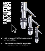 Ratchet T-Handle Tap Wrench - Set (PACK of 3) | An Adjustable Hand Tool, with Quick Steel Thread Holder | Right & Left Hand Adjustment for Mechanical Work