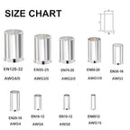 20Pcs Wire Ferrules Kit AWG 2/0 Tinned Copper Crimp Connector Non Insulated Electrical Cable Pin Cord End Terminal Assortment Kit for Electric Connectors (EN70-20