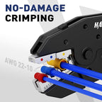 haisstronica Quick Change Jaws Crimping Tool for Insulated Nylon Wire Connectors AWG 22-10 Ratcheting Wire Crimper & Terminals - H5