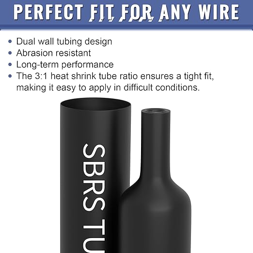 Heat Shrink Tubing Kit - Sopoby 3:1 Ratio Adhesive Lined, Marine Grade Automotive Industrial Shrink Wrap - Black 360 PCS