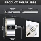 3-1/8inch | 80mm Diamond Hole Saw with Center Drill bit and Diamond-Coated Center Drill bit for Ceramic Glass Marble Fiberglass Granite and Porcelain Tiles by CENYB