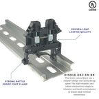 Dinkle Black DK2.5N-BK DIN Rail Terminal Block Screw Type UL 600V 20A 12-22AWG, Pack of 100