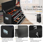 13 Drawer Rolling Tool Chest with Wheels, 2 in 1 Detachable Tool Chest with Drawers, Large Tool Box with Lock, Metal Tool Cabinet for Garage Workshop(Black)