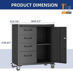 Metal Garage Storage Cabinet with Wheels,Locking Rolling Tool Cabinet with Drawers and Shelves for Home, Office, Garage & Workshop