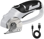 Cordless Electric Scissors, 4V Box Cutter & Cardboard Cutter with Upgrade Blade, LED Light, Safety Lock - Rechargeable Rotary Cutter for Fabric, Leather, Plastic, Crafting, Sewing, Industrial (Grey)