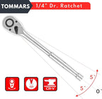 TOMMARS 1/4 inch Drive Ratchet, 72-Tooth Quick-Release Socket Ratchet Wrench Handle Reversible