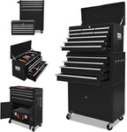 Tool Chest 13-Drawer with Double Door Handle,2 in 1 Detachable Rolling Tool Chests with Wheels and Drawers,Large Tool Box with Lock (Black)