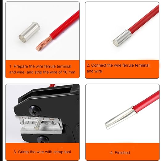 200Pcs Wire Ferrules Kit AWG4 Tinned Copper Crimp Connector Non Insulated Electrical Cable Pin Cord End Terminal Assortment Kit for Electric Connectors (EN25-16