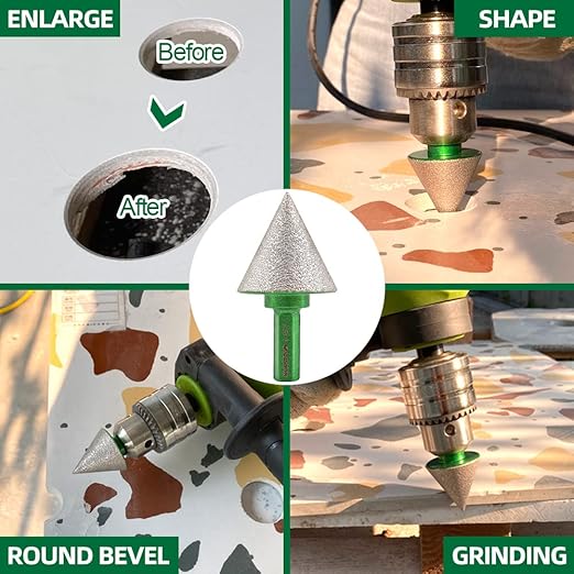 Diamond Core Drill Bit Kit - 6/8/10/20/25/28/35/45/50/65mm Triangle Shank +35mm Hex Shank Beveling Chamfer Bit Tile Hole Saws for Dry Drilling Porcelain Ceramic Tile Granite Marble Stone