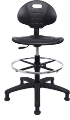 Chair Master Heavy Duty Drafting Stool - Easy to Clean! Ergonomic Polyurethane Chair. Seat Height Adjustable w/Footring for Home, Automotive, Lab, Cleanroom (Glides, Tall Stool).