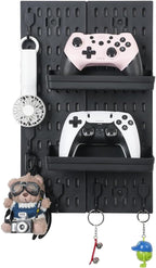 Pegboard Wall Organizer - Modular System for Gaming Setup, Office & Kitchen Storage Solutions Create A Perfectly Structured Space(Black,16″×12″)