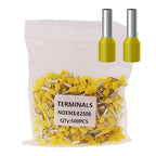 500pcs AWG14 Wire Ferrules Terminals Kit, AWG 14/2.5mm² Yellow Terminal Connector, Wire Insulated Cord Pin Ends Terminals for Electric, Industrial, Communication Equipment,Power Control System,etc.