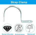 Biaungdo 12 Pcs M50 Rigid Pipe Strap, 2 Inch Zinc Plated Steel One Hole Strap Bracket Pipe Clamps Heavy Duty Conduit Clamps Tension Tube Clip Cable Clamp Hanger for Conduit, Pipe Fixing