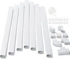 126in Cord Hider Kit, ZhiYo Wire Hiders for TV on Wall, Paintable Cable Management Kit, Wire Cover for Wall Mount TV, White Cable Raceway, Cord Cover Wall Wire Management Kit, 8xL15.7in W1.18inH0.67in
