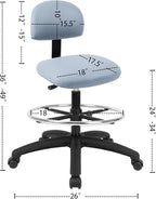 Chair Master FSS Series Square seat Tall (24"-34") seat Height Chair. Vinyl-for Office, Garage, Desk, Shop, Computer, Doctor, Medical, Easy to Clean! 18" Footring (Gray, Tall, _Standard Casters)