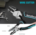 DURATECH 5-Piece Cr-Ni Pliers Set, 6" Long Nose, Slip Joint, Diagonal Cutting, 8" Linesman, Groove Joint Pliers, Easy Storage Oxford Rolling Pouch