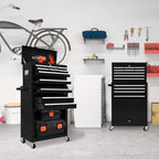 13 Drawers Tool Chest with Wheels,Large Capacity Tool Storage Cabinet with Removable Top Toolbox, Locking Mechanical Tool Cart with Liner,Suitable for Garages, Warehouses-Black
