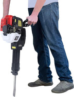 52cc 2 Stroke Handheld Gas Powered Demolition Jack Hammer Concrete Breaker Drill Jack Hammer Air Cooling Breaker Drill with 2 Chisel (One Point and One Flat) Gasoline Concrete Breaker for Building