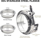 2 Pack 2.5 Inch V Band Clamp Kits - Quick-Release with Male/Female Flanges, 304 Stainless Steel, Leak-Resistant Interlocking Design for Exhaust, Turbo, Downpipe, Intercooler Piping (2, 2.5in)