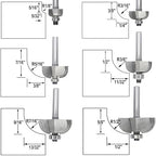 6pcs Cove Router Bit Set,1/4" Shank,Radius 1/8",3/16",5/16",3/8",7/16", and 1/2",Cove Edging Cutter for Wood Edge Profiling,Molding
