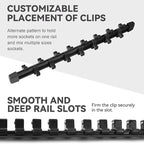 ALOANES 30 PC ABS Socket Organizer, 1/2 inch, 3/8 inch and 1/4 inch Drive Socket Rail Holders, Heavy Duty Socket Racks, Black Rails with Black Clips