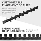 ALOANES 6 PC ABS Socket Organizer, 3/8 inch, Drive Socket Rail Holders, Heavy Duty Socket Racks, Black Rails with Black Clips