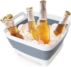 2.4 Gal(9L) Collapsible Dish Basin with Drain Plug,Space Saving Multiuse Foldable Sink Tub,Dishpan,Kitchen Sink for Camping,Plastic Tub,Vegetable Washing,Beverage Tubs