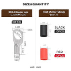 Thick Copper Electric Wire Lugs,20Pcs Tinned Copper Gauge 12-10Awg-5/16(M8) Ring Heavy Duty Battery Cable Lugs Ends Ring Terminals Connectors with 20Pcs 3:1 Heat Shrink Tubing Assortment Kit