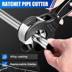 Ratcheting Tubing Cutter, Adjustable Ratchet Type Pipe Cutter 1/4" To 7/8", Ratcheting Pipe Cutter for Copper Aluminum Iron Stainless Steel Conduit Plumbing, PVC, Soft Metals