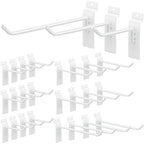 Slatwall Hooks 24 Pcs 4/6/8 Inch Slatwall Accessories Slat Wall Shelf Brackets Slat Wall Hanging Hook and Hanger Slatwall Panel Hook Slat Wall Hook Heavy Duty Pegboard Gridwall Display Hook (White)