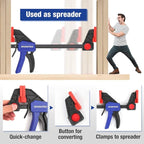 WORKPRO 12" Clamps for Woodworking 2-Pack, Quick-Release Wood Clamps/Spreader Light Duty, One Hand F Clmaps 150 LBS Load Limit, Ideal for Woodworking and DIY Projects