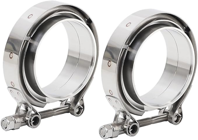LokoCar 4.0 Inch V Band Clamp with Flange Male Female Stainless Steel 2Pcs
